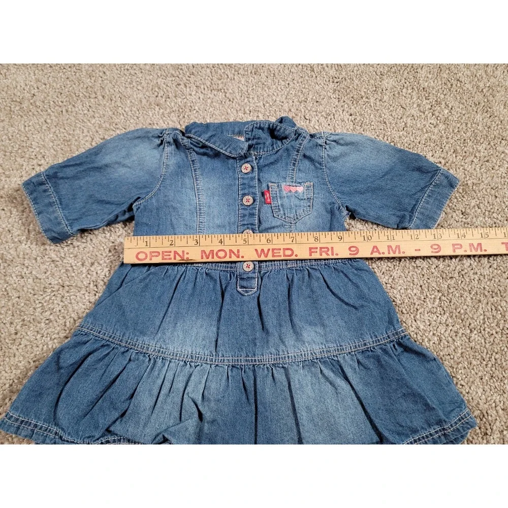 Levi's 6-9 Months Baby Girl Denim Dress Western Chambray Vintage Y2K Pocket CUTE